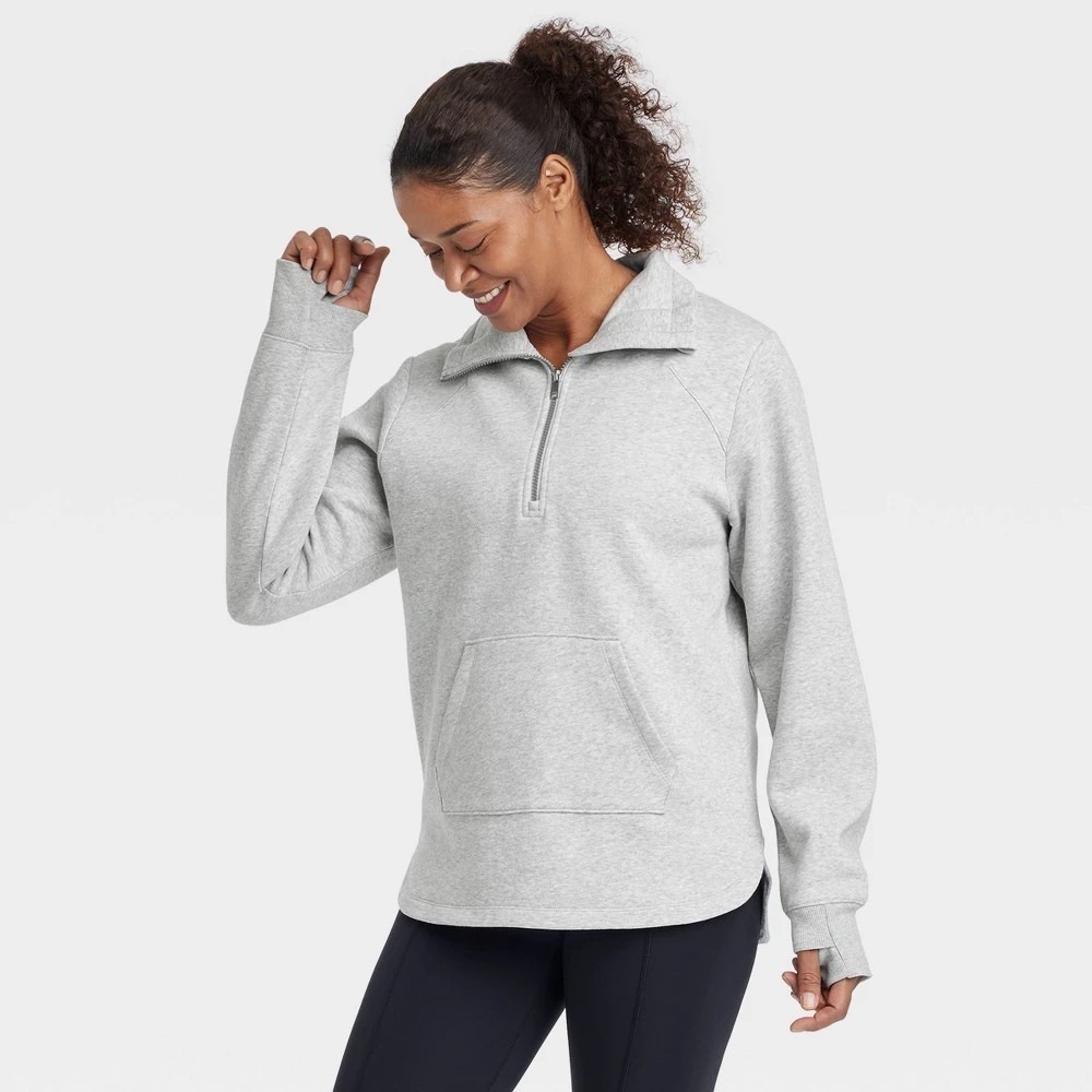 All In Motion Core Fleece 1/2 Zip Pullover NWT Womens Small Gray